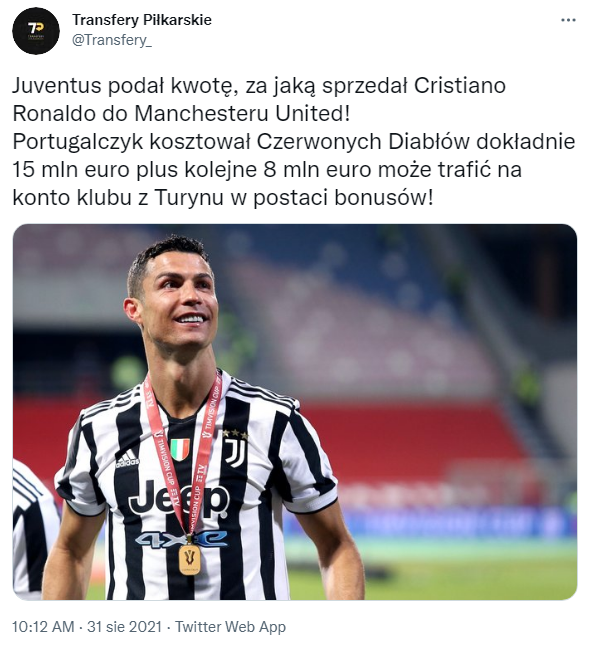 Juventus PODAŁ DOKŁADNĄ KWOTĘ, za którą SPRZEDAŁ Cristiano Ronaldo do United!